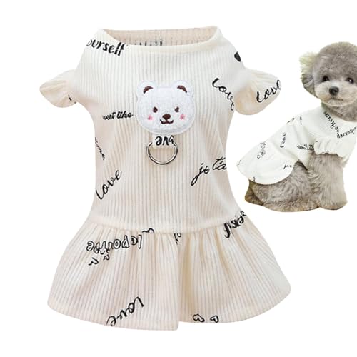 Kleines Hundekleid, Kostüm für Hunde - Hundekostüm aus Polyester mit Cartoon-Bärenmuster - Modische Alltagskleidung für Hunde, Bequeme weiche Haustierkleidung für drinnen, draußen, von Niktule
