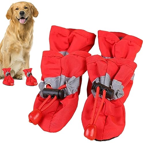 Wasserschuhe für Hunde - 4 Stück Hunde-Regenstiefel, Hundeschuhe,Hunderegenstiefel mit verstellbarem Kordelzug, weicher, atmungsaktiver, Rutschfester Hundepfotenschutz für kleine, mittelgroße von Niktule