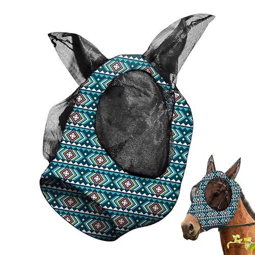 Pferdemaske Mit Ohren,Atmungsaktive Weiche Fliegenschutzmaske Mit Ohren - Mesh Verstellbares Haustierzubehör Reitzubehör Für Heiße Temperaturen Pferdemaske Mit Ohren,Atmungsaktive Weiche Fliegenschutzmaske Mit Ohren - Mesh Verstellbares Haustierzubehör Reitzubehör Für Heiße Temperaturen von Niktule