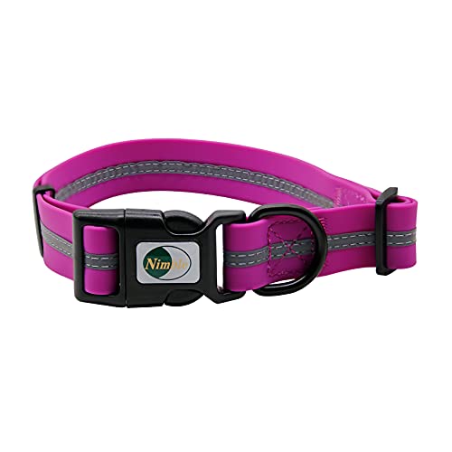 Nimble Hundehalsband, wasserdicht, geruchshemmend, langlebig, verstellbar, PVC und Polyester, weich mit reflektierendem Stoff, gestreift, Größen S/M/L (M (76,8 - 46,5 cm), Rose Purple) von Nimble