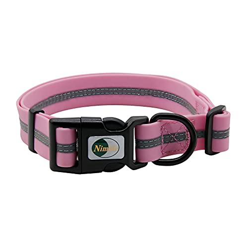 Nimble Hundehalsband, wasserdicht, geruchshemmend, langlebig, verstellbar, PVC und Polyester, weich mit reflektierendem Stoff, gestreift, Größen S/M/L (S (24 - 36 cm), Lavendel) von Nimble