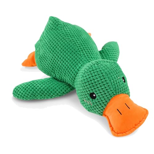 Nimedala CuddleDuck - Die Kuschelente gegen Stress, Anti Stress Ente für Hunde, Anti Stress Ente Hund, Hundespielzeug Ente, Beruhigungsente für Hunde (Grün,Mittelgroße) von Nimedala
