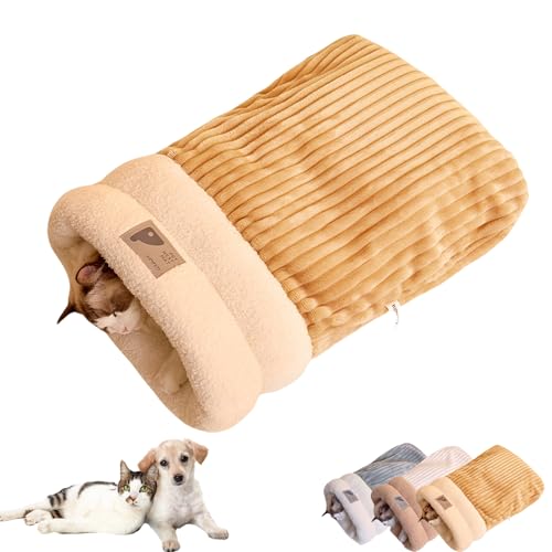 Nimedala Katzenschlafsack, Katzenbetten für Hauskatzen, 360°-Rundum-Wärme, große Tasche (Brown,L) von Nimedala