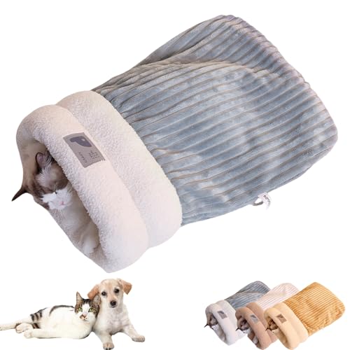 Nimedala Katzenschlafsack, Katzenbetten für Hauskatzen, 360°-Rundum-Wärme, große Tasche (Grey Blue,L) von Nimedala