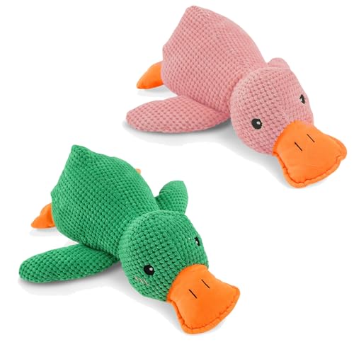 Nimedala Anti Stress Ente, Anti Stress Ente Hund, Anti Stress Ente Für Hunde, Hundespielzeug Ente, Beruhigungsente Für Hunde (Grün+Rosa,Mittelgroße) von Nimedala