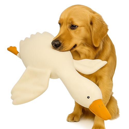 Nimedala Weißes Enten-Hundespielzeug, großes Plüsch-Enten-Hundespielzeug, realistische Gänse-Design-Puppen (2Pcs,90cm/35.43in) von Nimedala