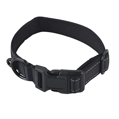 Reflektierende Nylon-Hundehalsbänder, verstellbares, sicheres Haustierhalsband, für kleine, mittelgroße Hunde(S-Schwarz) von Nimomo