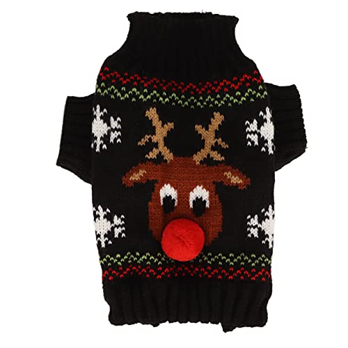 Hund Schneepullover Dickes Neujahr Weihnachtsferien Pullover kleine mittelgroße Hunde (Schwarz) von NinGYiYan