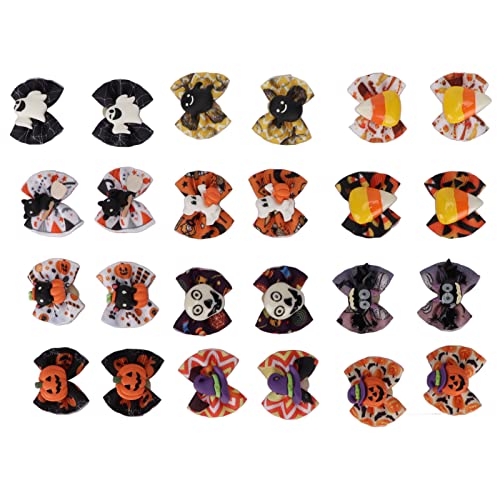 Hunde Halloween Gummiband Stilvolle handgefertigte Bögen für Haustierkatzen 24pcs von NinGYiYan