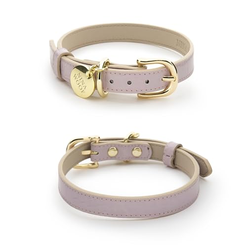 Nina Woof Milan - Veganes Lederhalsband für Hunde mit Verstellbarer Schnalle, mit weicher Polsterung, Rund für sehr kleine, kleine, mittlere und große Hunde. Farbe Lila, Größe M. von Nina Woof