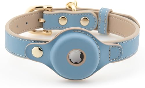 NINA WOOF Cupertino Hundehalsbänder, Geschirre und Leinen aus veganem Leder mit Hunde-Tracker-Gerätehalter, verstellbares Hundehalsband, Farbe: Blau, Größe M NINA WOOF Cupertino Hundehalsbänder, Geschirre und Leinen aus veganem Leder mit Hunde-Tracker-Gerätehalter, verstellbares Hundehalsband, Farbe: Blau, Größe M von Nina Woof