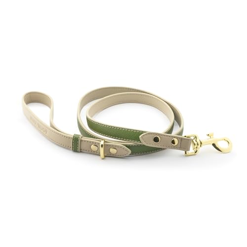 NINA WOOF Hundeleine aus Leder, dünne Leine mit verstärkten Beschlägen, europäisches Design, Olivgrün, 122 cm NINA WOOF Hundeleine aus Leder, dünne Leine mit verstärkten Beschlägen, europäisches Design, Olivgrün, 122 cm von Nina Woof