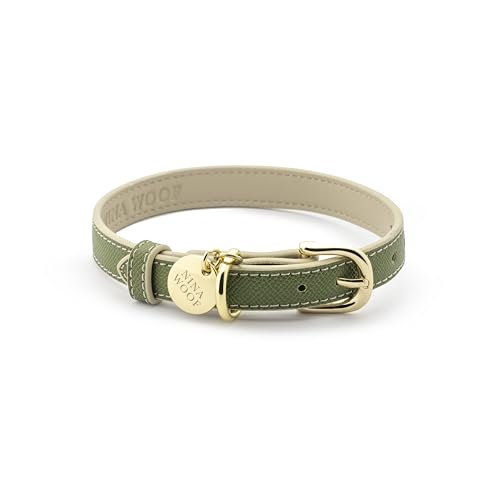 Nina Woof Copenhagen Hundehalsband aus weichem veganem Leder, rund, gepolstert, mit verstellbarer Schnalle, für extra kleine, mittelgroße und große Hunde, Olivgrün, S Nina Woof Copenhagen Hundehalsband aus weichem veganem Leder, rund, gepolstert, mit verstellbarer Schnalle, für extra kleine, mittelgroße und große Hunde, Olivgrün, S von Nina Woof