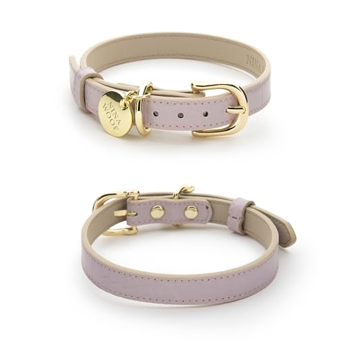 Nina Woof Milan Leder-Hundehalsband – Luxuriöses süßes Hundehalsband mit verstellbarer Schnalle – weich gepolstertes Halsband, rundes Leder-Hundehalsband für extra kleine, kleine und große Hunde – von Nina Woof