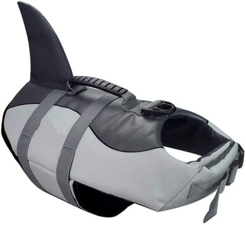Schwimmweste für Hunde, Schwimmweste, Tiere, verstellbar, mit Griff, Pet Life Jacket (S, Hunde, Schwimmwesten, grau) von Ninesun