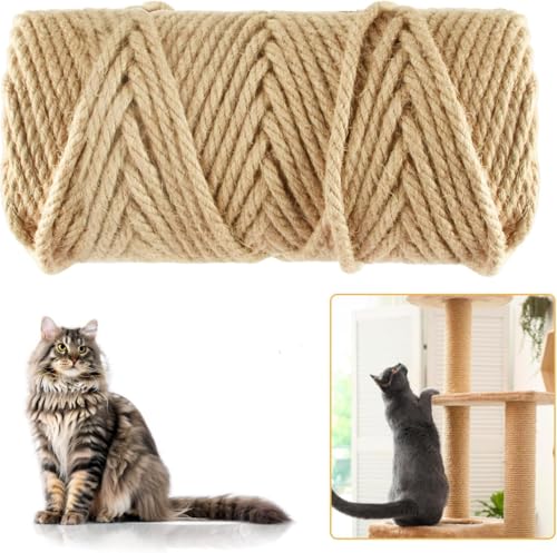 70 m natürliches Sisalseil für Kratzbäume, 6 mm dickes Jute-Hanf-Katzenseil für Kratzbaum-Ersatz, Kratzbaum-Reparatur, DIY-Projekte und Möbelverpackung von Niserelesa