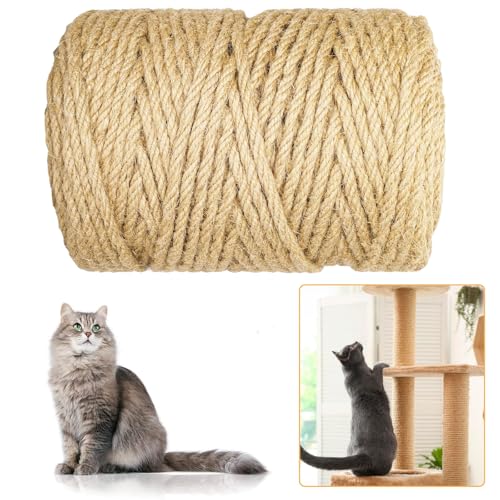 90M Sisalseil für Katzenkratzer, Katzenkratzen Sisalseil 6 mm natürliches Jute-Hanfseil, ideal für Ersatz für Kratzbaum, Reparatur von Kratzbaum, DIY-Projekte von Niserelesa
