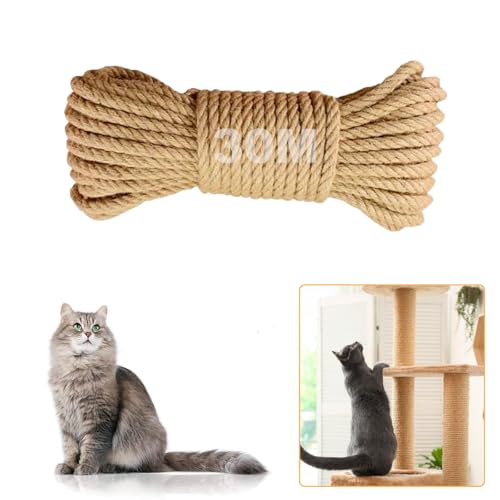 Niserelesa Natürliches Sisalseil für Kratzbäume, 6 mm dickes Jute-Hanf-Katzenseil für Kratzbaum-Ersatz, Kratzbaum-Reparatur, DIY-Projekte und Möbelverpackung, 30 m Niserelesa Natürliches Sisalseil für Kratzbäume, 6 mm dickes Jute-Hanf-Katzenseil für Kratzbaum-Ersatz, Kratzbaum-Reparatur, DIY-Projekte und Möbelverpackung, 30 m von Niserelesa