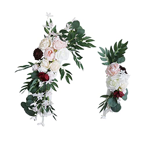Nishiyuenyi 2 Teiliger Blumenbogen für Die Hochzeit mit Blättergirlande Als Dekoration für Die Zeremonie, Champagner-Rosa Nishiyuenyi 2 Teiliger Blumenbogen für Die Hochzeit mit Blättergirlande Als Dekoration für Die Zeremonie, Champagner-Rosa von Nishiyuenyi