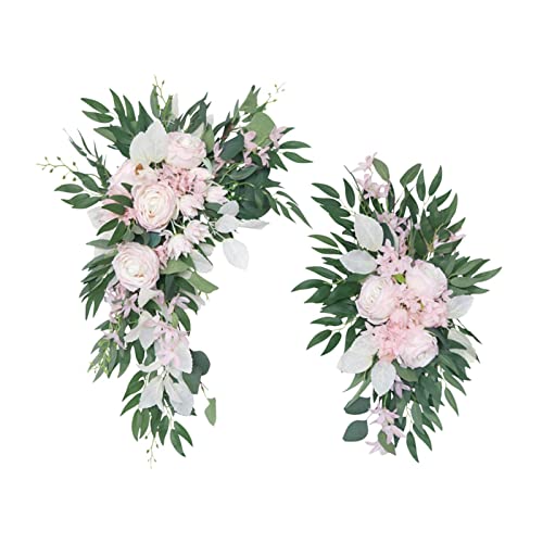 Nishiyuenyi 2 Teiliger Blumenbogen für Die Hochzeit mit Blättergirlande Als Dekoration für Die Zeremonie, Pinke Rose Nishiyuenyi 2 Teiliger Blumenbogen für Die Hochzeit mit Blättergirlande Als Dekoration für Die Zeremonie, Pinke Rose von Nishiyuenyi