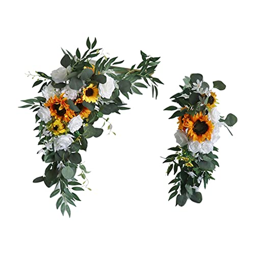 Nishiyuenyi 2 Teiliger Blumenbogen für Die Hochzeit mit Blättergirlande Als Dekoration für Die Zeremonie, Sonnenblumen-Rose Nishiyuenyi 2 Teiliger Blumenbogen für Die Hochzeit mit Blättergirlande Als Dekoration für Die Zeremonie, Sonnenblumen-Rose von Nishiyuenyi