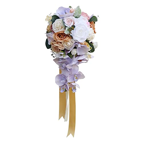 Nishiyuenyi Brautstrauß mit Wasserfall Und Künstlichen Rosen, Mehrfarbig von Nishiyuenyi