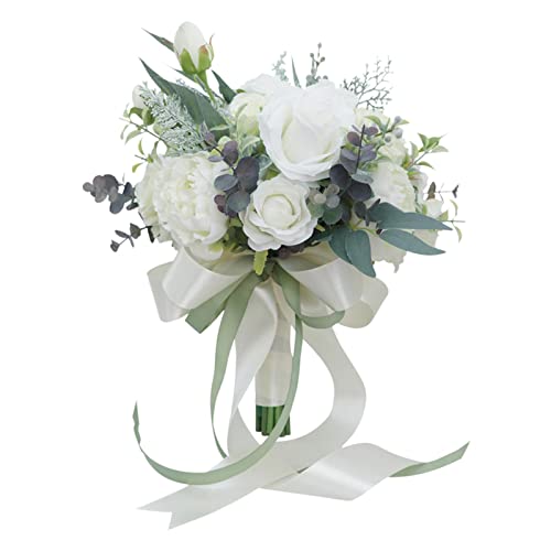 Nishiyuenyi Brautstrauß mit Wasserfall Und Künstlichen Rosen, Weiß Nishiyuenyi Brautstrauß mit Wasserfall Und Künstlichen Rosen, Weiß von Nishiyuenyi