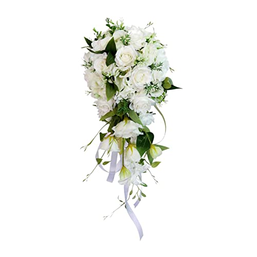 Nishiyuenyi Brautstrauß mit Wasserfall Und Künstlichen Rosen, Weißgrün 1 Nishiyuenyi Brautstrauß mit Wasserfall Und Künstlichen Rosen, Weißgrün 1 von Nishiyuenyi