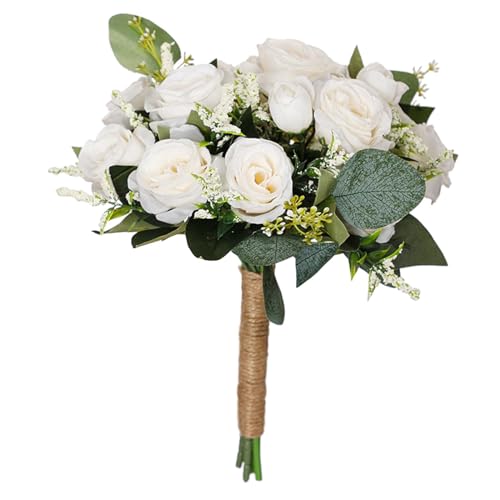 Nishiyuenyi Hochzeitsstrauß Fake Blumenstrauß Brautjungfernstrauß Tossing Bouquet für Braut Brautjungfern Jahrestag Französische Rustikale Hochzeit, Weiß Nishiyuenyi Hochzeitsstrauß Fake Blumenstrauß Brautjungfernstrauß Tossing Bouquet für Braut Brautjungfern Jahrestag Französische Rustikale Hochzeit, Weiß von Nishiyuenyi