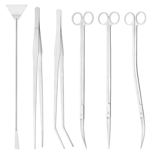 6 PCS Aquarium Werkzeugsatz Edelstahl Aquarium Tank Wasser Pflanze Pinzette Schere Aquarienpflanzen Pinzette Schere Spatel Reinigungswerkzeug Set von Nisone