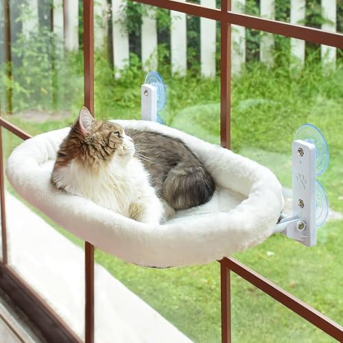 Katzen Hängematte Fensterplätze für Katzen 60x30cm Klappbar Katzenbett Fenster mit Stabil Saugnäpfe bis zu 18kg von Nisone