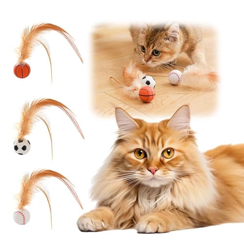 Nisone Cat Buncing Ball, 2025 Neu Katzenspielzeug Bälle mit Feder, Interaktives Katzenspielzeug Hohe Elastizität Federspielzeug für Katzen Hüpfball für Katzen Wackelball Kätzchenjagdspielzeug (3PC) von Nisone