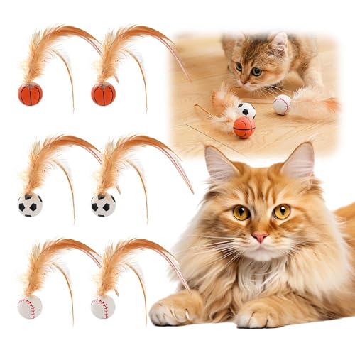 Nisone Cat Buncing Ball, 2025 Neu Katzenspielzeug Bälle mit Feder, Interaktives Katzenspielzeug Hohe Elastizität Federspielzeug für Katzen Hüpfball für Katzen Wackelball Kätzchenjagdspielzeug (6PC) von Nisone