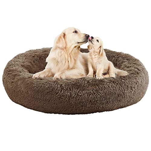 Nisrada Hundebett für kleine, mittelgroße und große Hunde, 80cm, waschbar, rund, gemütlich, weich, Haustierbett für Welpen und Kätzchen, mit Rutschfester Unterseite von Nisrada