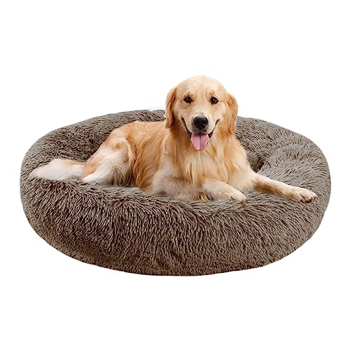 Nisrada Hundebett für kleine, mittelgroße und große Hunde, 70cm, waschbar, rund, gemütlich, weich, Haustierbett für Welpen und Kätzchen, mit Rutschfester Unterseite von Nisrada