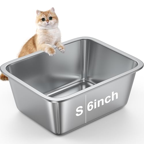 Nisrada 15,2 cm tiefe Katzentoilette, Edelstahl, antihaftbeschichtet, leicht zu reinigen, silberfarben, mittelgroß, Katzenbesitzer, Haustierkatzen Nisrada 15,2 cm tiefe Katzentoilette, Edelstahl, antihaftbeschichtet, leicht zu reinigen, silberfarben, mittelgroß, Katzenbesitzer, Haustierkatzen von Nisrada