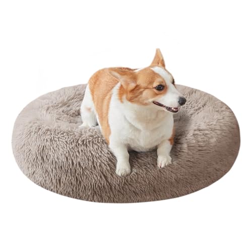 Nisrada Hundebett für kleine, mittelgroße und große Hunde, 70cm, waschbar, rund, gemütlich, weich, Haustierbett für Welpen und Kätzchen, mit Rutschfester Unterseite von Nisrada