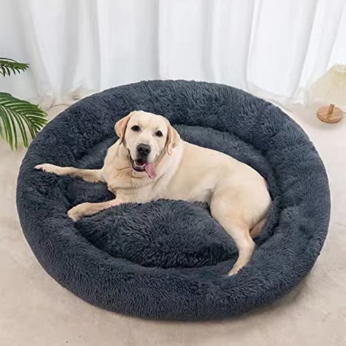 Nisrada Hundebett für kleine, mittelgroße und große Hunde, 80cm, waschbar, rund, gemütlich, weich, Haustierbett für Welpen und Kätzchen, mit Rutschfester Unterseite von Nisrada