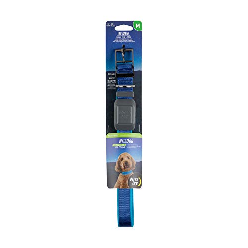 Nite Ize NiteDog Wiederaufladbares LED-Halsband, über USB wiederaufladbar, beleuchtetes Hundehalsband mit Metallschnalle, wasserabweisend, Blau von Nite Ize