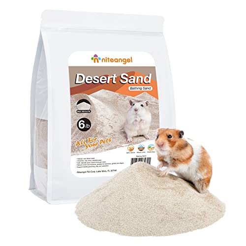 Niteangel Hamster Wüstenbad Sand | Staubfreier Badesand oder Streusand für Hamster, Chinchillas, Gerbils, Mäuse, Degus oder andere kleine Haustiere (2.72kg, Wüstensand & Zeolith-Partikel) von Niteangel