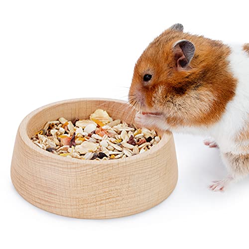 Niteangel Hamster-Futternapf aus Holz – Kleintier-Futterschale für syrische Zwerghamster, Rennmäuse, Mäuse, Degus oder andere ähnlich große kleine Haustiere (Hammy-Muster, für Syrer) von Niteangel