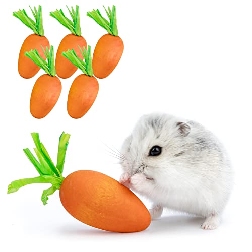 Niteangel Hamster-Kau- und Dekorationsspielzeug – für syrische Zwerghamster, Rennmäuse, Mäuse, Lemming Degu oder andere kleine Haustiere (Karottenform, 6 Stück) von Niteangel