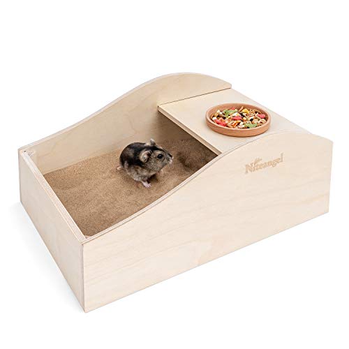 Niteangel Hamster-Sandbadewanne, staubfrei, aus Holz, für kleine Tiere wie Hamster, Mäuse, Zitronen oder Rennmäuse, Medium-11.8-inch L x 7.8-inch W von Niteangel