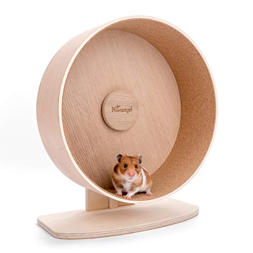 Niteangel Hamster-Trainingsrad aus Holz: Leises Laufrad für Hamster, Rennmäuse, Mäuse und andere ähnlich große kleine Haustiere (L) von Niteangel