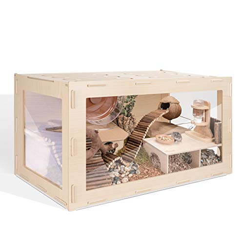 Niteangel Hamsterkäfig - MDF Aspen Bigger World für Zwerghamster, Degus, Mäuse oder ähnlich große Haustiere (76 x 38 x 45 cm) von Niteangel