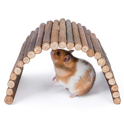 Niteangel Holzleiterbrücke, Hamster Maus Ratte Nagetiere Spielzeug, Kleintierkau-Spielzeug (11.8" x 4.7") von Niteangel