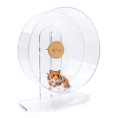 Niteangel Laufrad für Hamster, leise, drehende Acryl-Hamsterlaufräder für Hamster, Rennmäuse, Mäuse, Degus oder andere kleine Tiere (große - breitere Version) von Niteangel