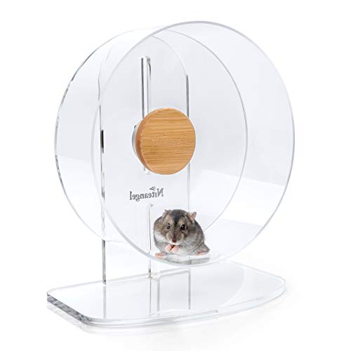 Niteangel Leises Hamsterrad - Geräuscharmes Spinning Acryl Hamsterrad mit Doppel-Lagerung für Hamster, Wüstenrennmäuse, Mäuse, Degus oder andere Kleintiere (S) von Niteangel