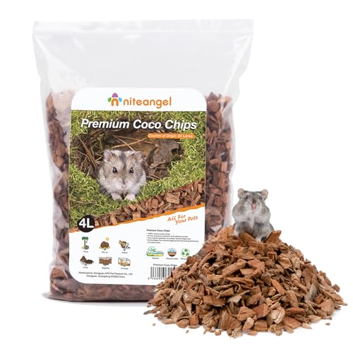 Niteangel Natürliches Kokosnuss-Hamster-Einstreu und Haustierstreu für Zwerghamster, Gerbils, Mäuse, Degus oder andere kleine Tiere (Kokosnusssplitter) von Niteangel