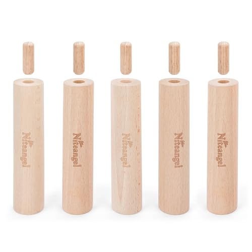 Niteangel Set aus Buchenstelzen zur Erhöhung und sicheren Befestigung von Mehrkammer-Labyrinths oder Plattformen für Hamsterräder (Set mit 5 verlängerten Stelzen (5,1'' H)) von Niteangel